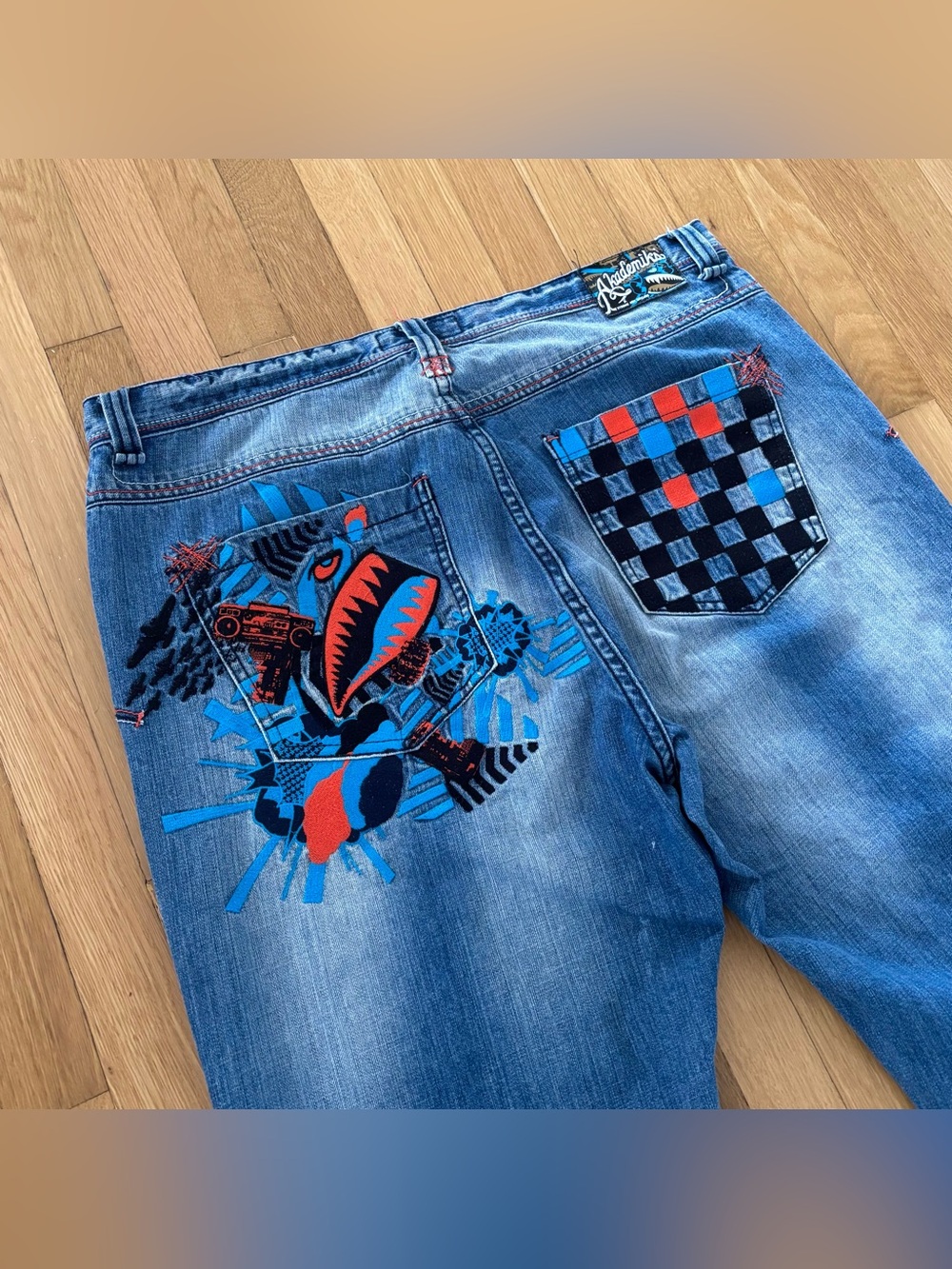 Vintage 90s Akademiks Jeans Mens 40 Strong Arm Brigade Baggy Safety Products Y2K